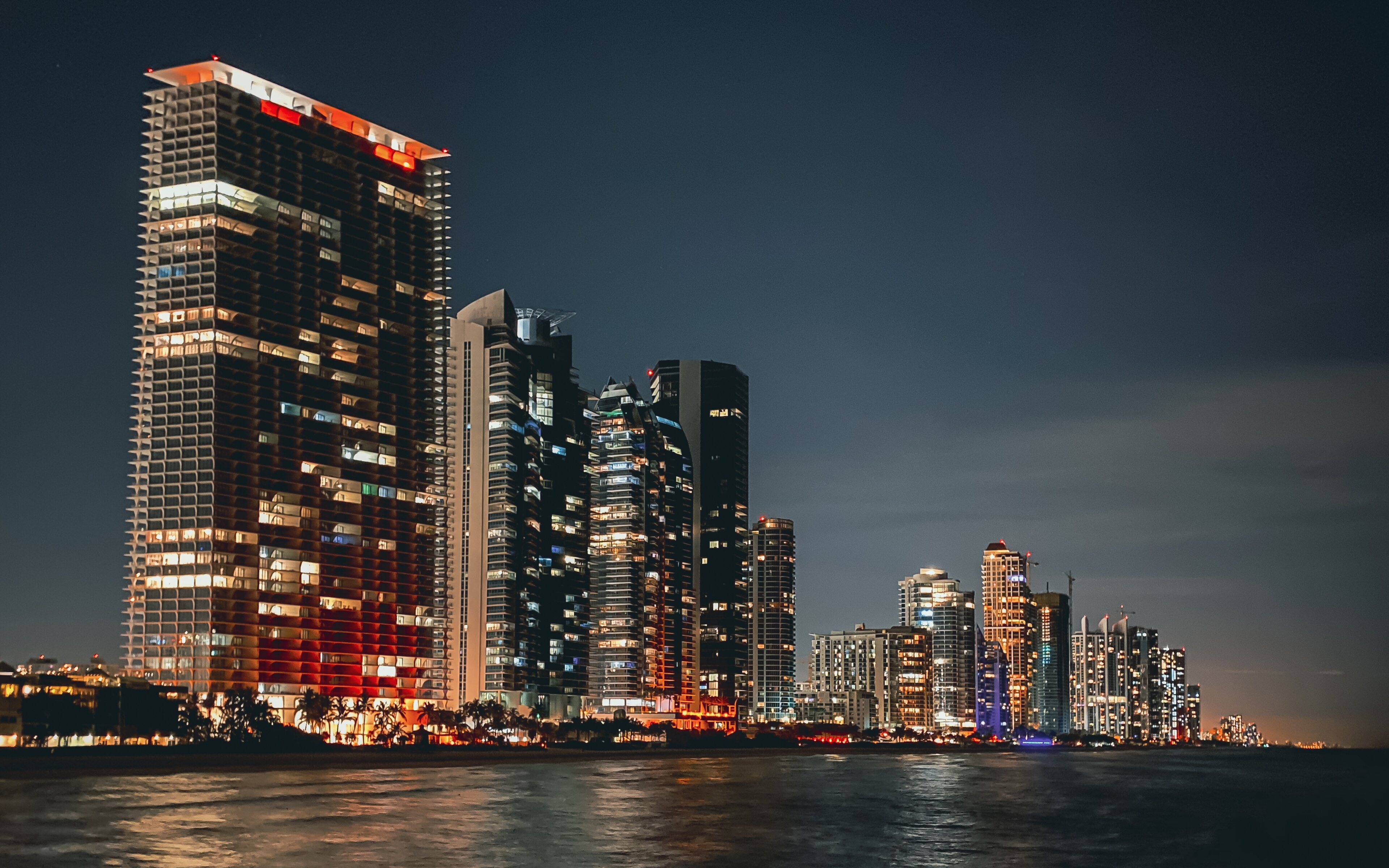 City skyline at dusk